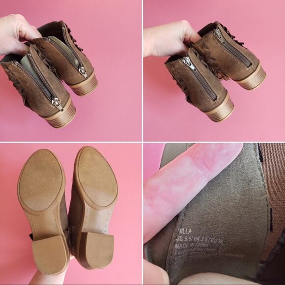 Justfab Olive Ruffle Faux Suede Bootie - Picture 8 of 8